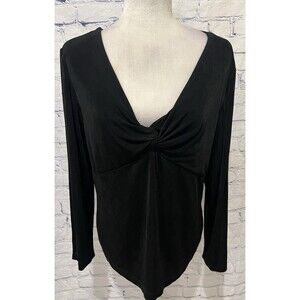 Chico's Travelers Classic Black Long Sleeve V-Neck Stretch Top 3/XL/16